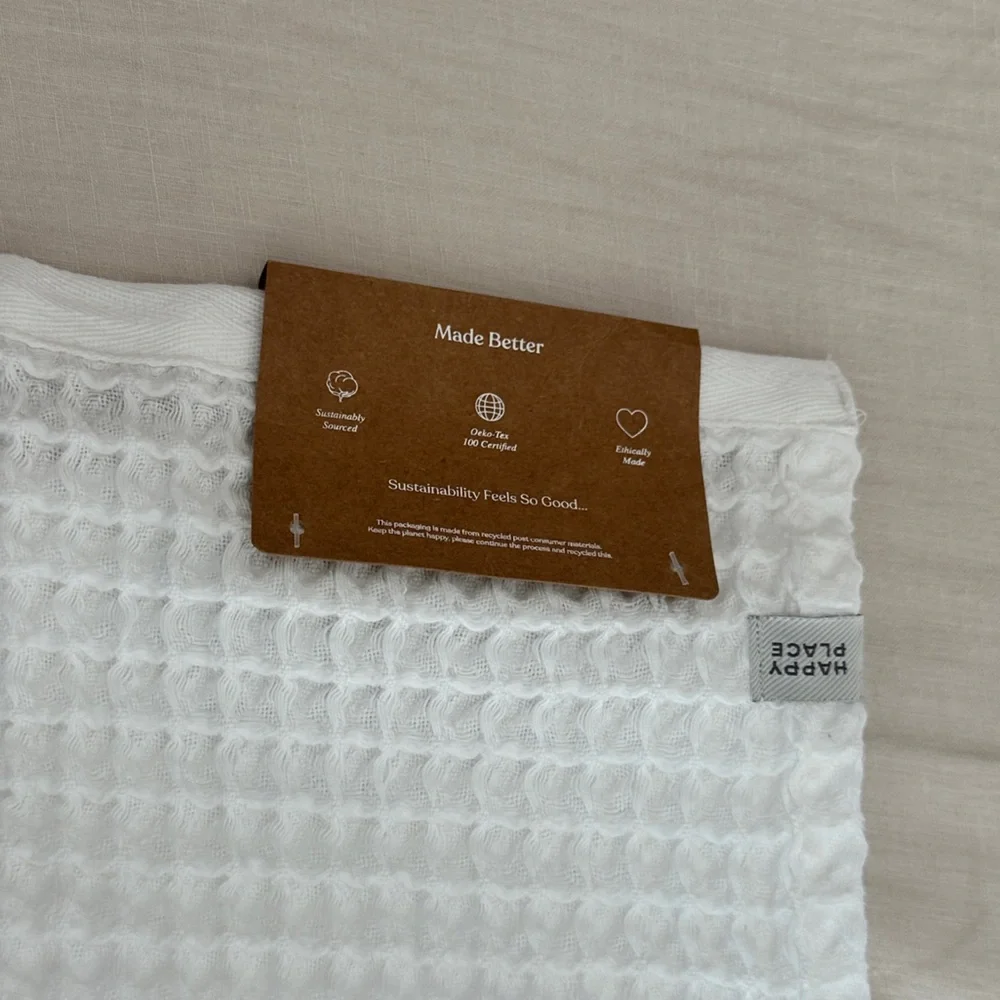 NWT Happy Place Organic Weightless Waffle Hand Towel